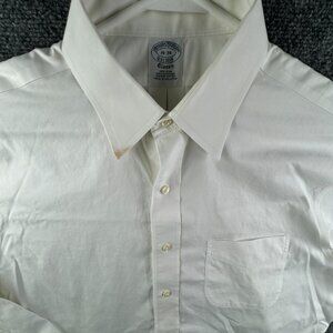 Brooks Brothers Cotton Button Up Shirt Long Sleeve White 16 34 Classic Fit Men